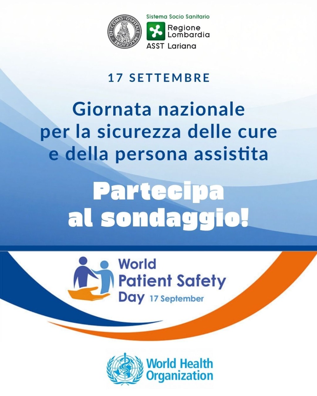 Giornata per la sicurezza dei pazienti: “Cure sicure per tutta la vita!”