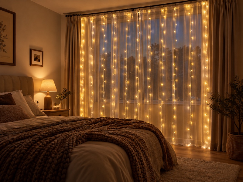 Luci natalizie per interni: idee per soggiorno, ingresso e camera da letto